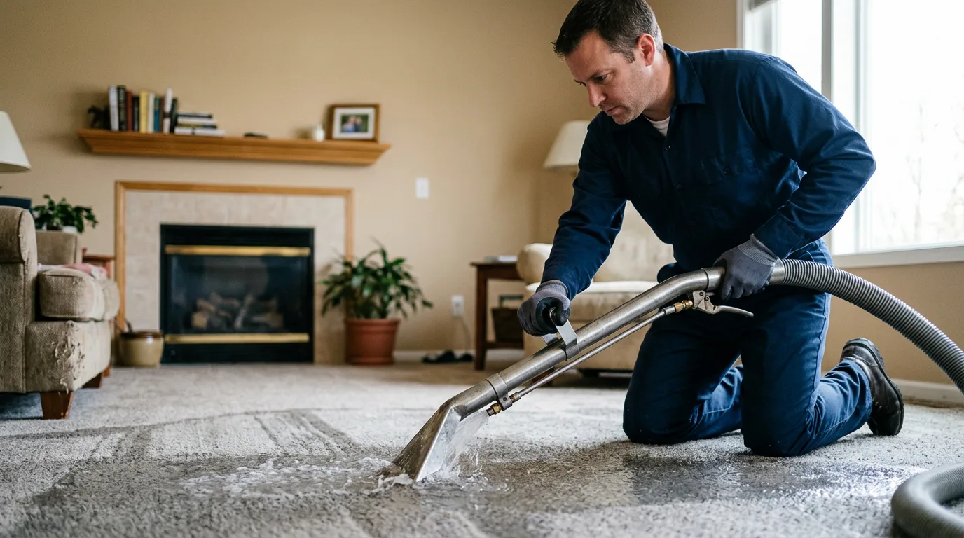 Water damage restoration technician working near Grandin, ND